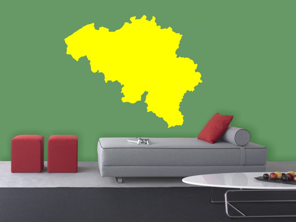 PokojovaDekorace.cz, Samolepky na zeď, Mapa-Belgie-01, žlutá, 15x12 cm