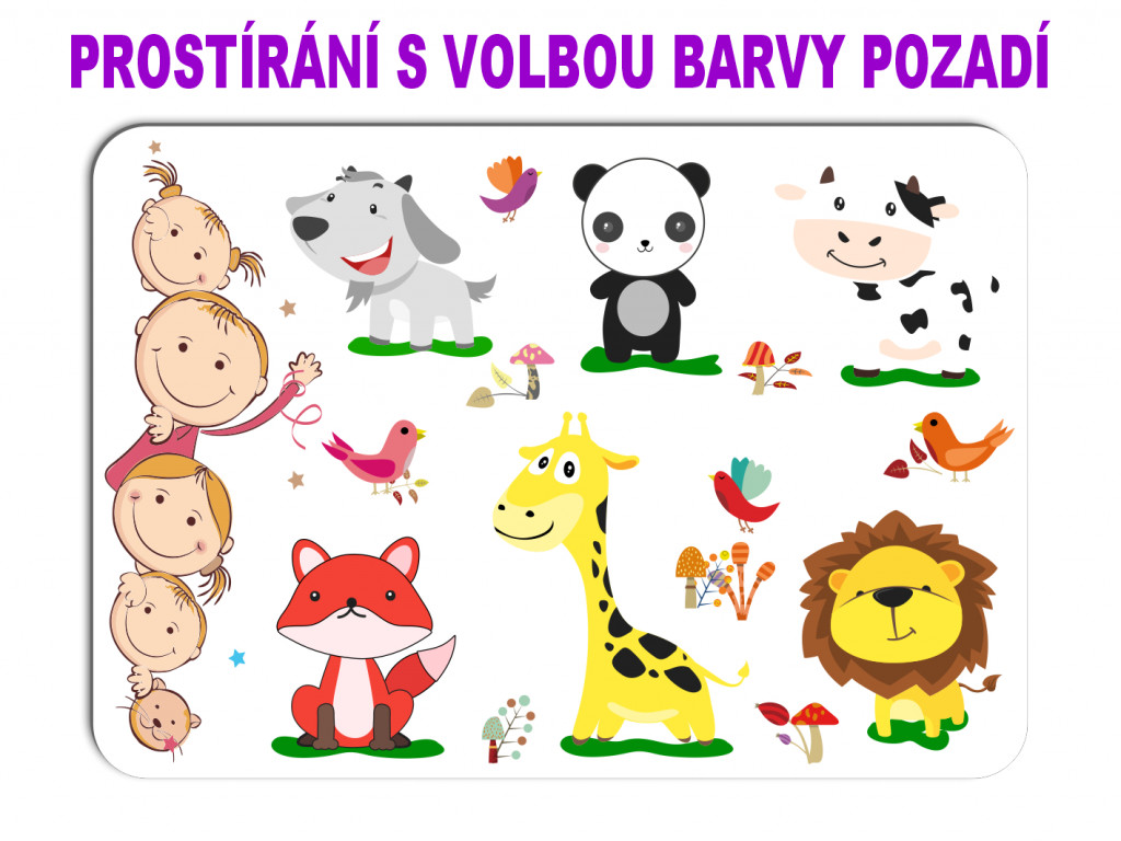 PokojovaDekorace.cz, Prostírání, Dětské prostírání - 076 Zvířátka, Grafika, 43x30cm