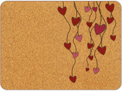 obrázek Korkové prostírání s potiskem - 508, srdce na provázku, 1 ks