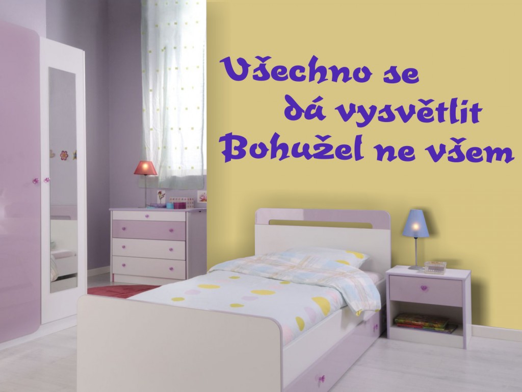 PokojovaDekorace.cz, Samolepky na zeď, Text-05, fialová, 100x10 cm