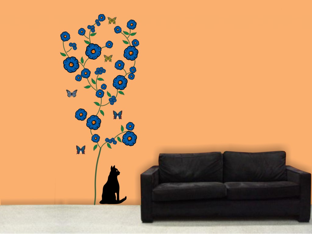 PokojovaDekorace, Samolepky na zeď, Kytka-32, barevná, 42x100 cm